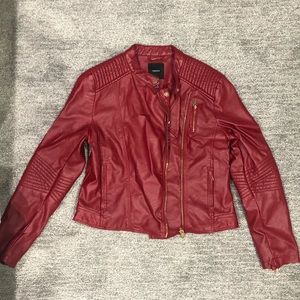 Faux Red Leather Jacket from Forever 21